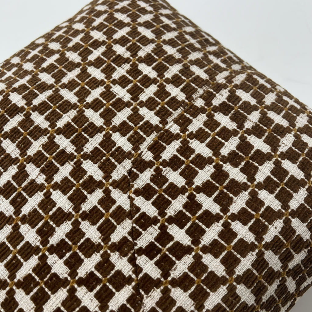 Woven Pattern Cushion Brown & Cream - 40cm