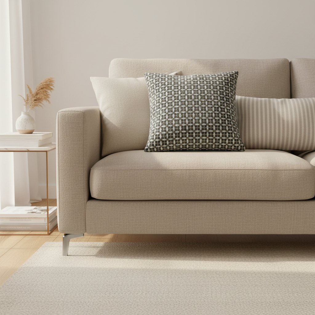 Woven Pattern Cushion Grey & White - 40cm