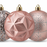 Plastic Christmas Décor Balls 24-Piece Set  Pink - 8cm