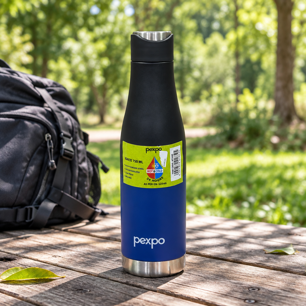 Pexpo Stainless Steel Vacuum Bottle Blue & Black - 750ml