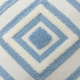 Tufted Geometric Cushion Blue & White - 40cm
