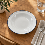 Luhpar Ceramic Soup Plate White with Blue Rim - 22cm