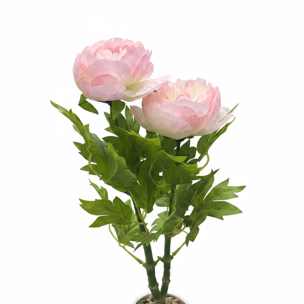 Artificial Flower Plant Light Pink with White Plastic Pot - 40cm