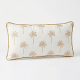 Rectangular Palm Tree Design Cushion Ivory & Beige - 30×70cm