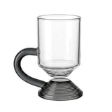 RAZ Levita 18-Piece Tea & Coffee Glass Set | Floating Handle | 6 Large Cups, 6 Small Cups & 6 Saucers | Gray