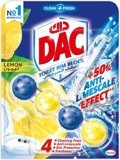 Dac Power Active Toilet Rim Blocks Lemon 50 g - Al Kabayel Discount CentreDac Power Active Toilet Rim Blocks Lemon 50 gHousehold CleaningDACAl Kabayel Discount Centre