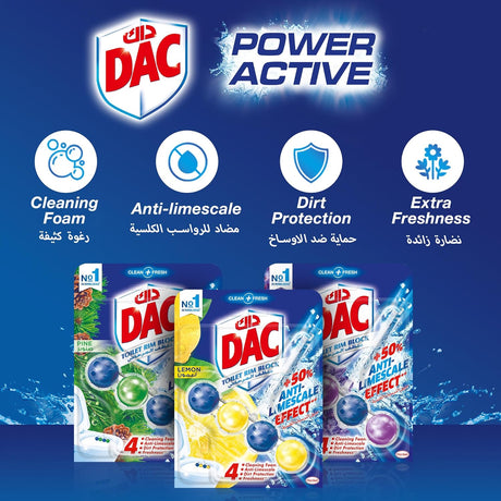 Dac Power Active Toilet Rim Blocks Lemon 50 g - Al Kabayel Discount CentreDac Power Active Toilet Rim Blocks Lemon 50 gHousehold CleaningDACAl Kabayel Discount Centre