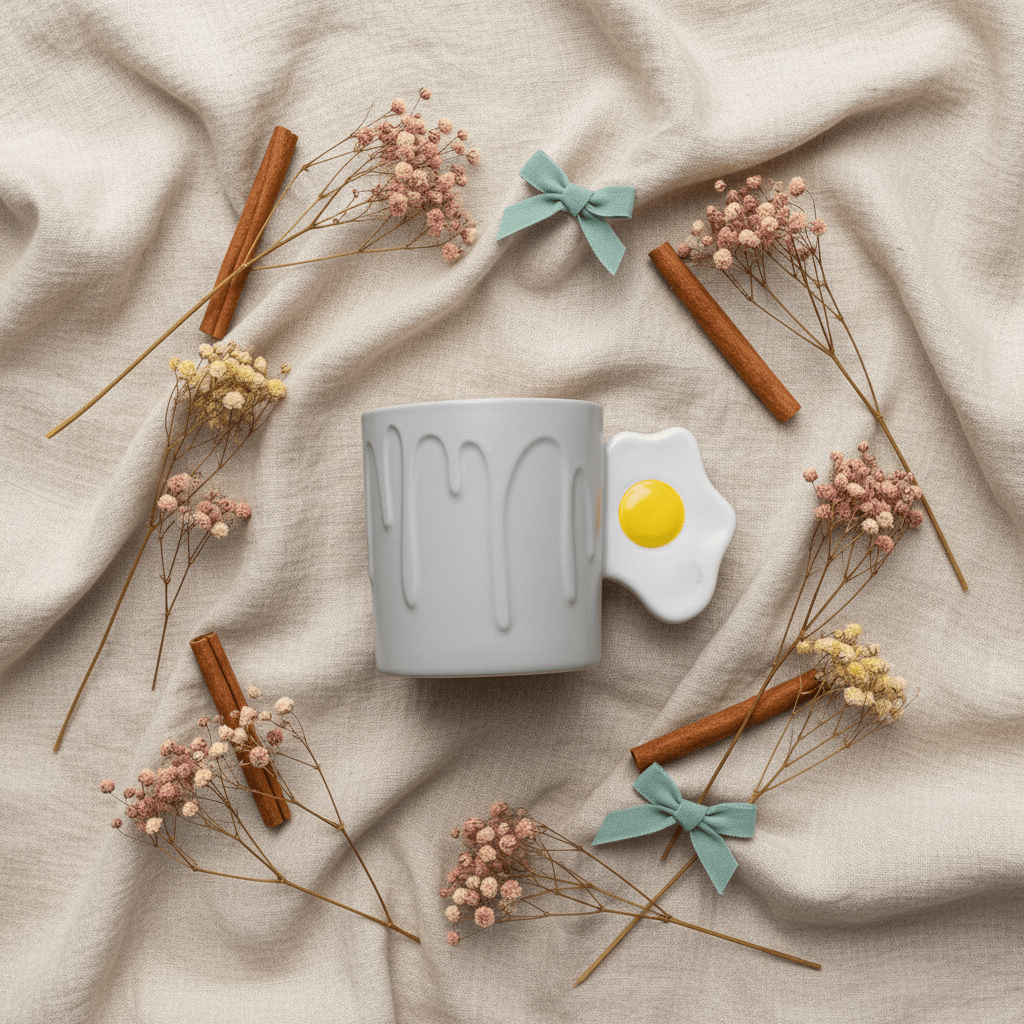 Daisy Ceramic Mug With Lid — Elegant Embossed Design | 350ml - Al Kabayel Discount CentreDaisy Ceramic Mug With Lid — Elegant Embossed Design | 350mlMugsAKDCAl Kabayel Discount Centre
