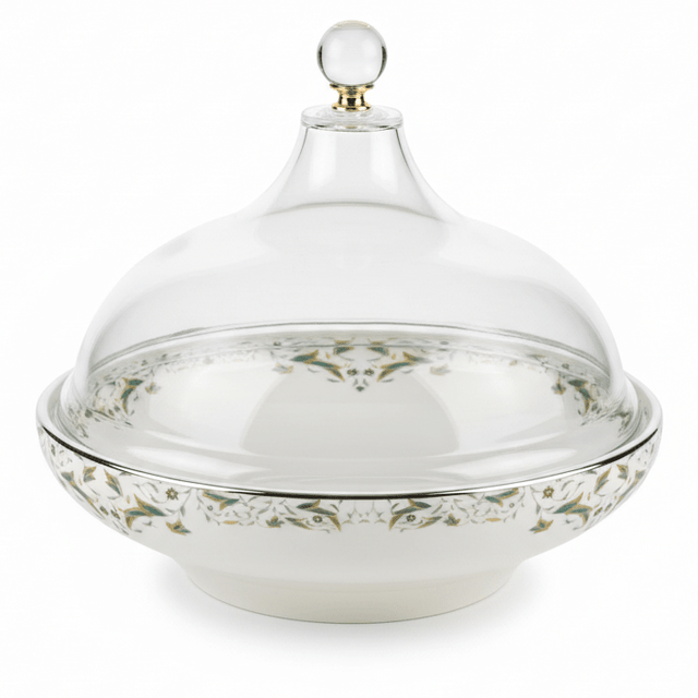 Dallah Addar White Ceramic Date Serving Bowl with Acrylic Cover – Premium Ramadan Date Display Tray for Home, Gatherings and Hospitality – 23 × 18 cm - Al Kabayel Discount CentreDallah Addar White Ceramic Date Serving Bowl with Acrylic Cover – Premium Ramadan Date Display Tray for Home, Gatherings and Hospitality – 23 × 18 cmBowlsDallah AddarAl Kabayel Discount Centre