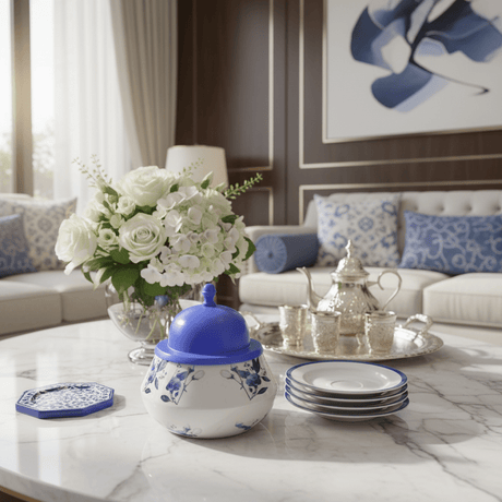 Dallah Addar White Floral Metal Date Pot with Purple Lid for Decorative Table Display – 20cm - Al Kabayel Discount CentreDallah Addar White Floral Metal Date Pot with Purple Lid for Decorative Table Display – 20cmJars & Food SaversDALLAH ADDARAl Kabayel Discount Centre