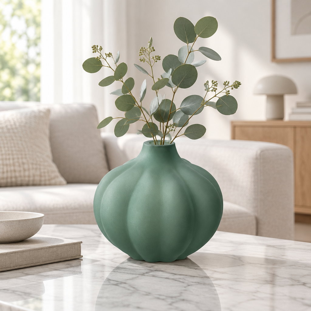 Ribbed Design Glass Vase Green - 10cm