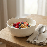 Ceramic Bowl with Wavy Rim Cream – 17cm