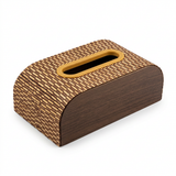 Wooden Tissue Box with Patterned Finish - 20×12cm