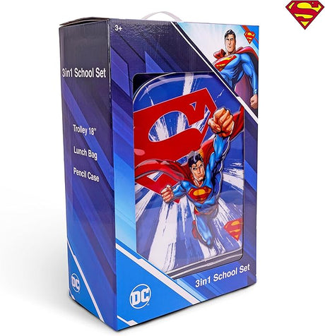 DC Superman 3 - in - 1 School Set, Includes 18" Trolley Bag, Lunch Bag, Pencil Case - Al Kabayel Discount CentreDC Superman 3 - in - 1 School Set, Includes 18" Trolley Bag, Lunch Bag, Pencil CaseSchool BagsDCAl Kabayel Discount Centre