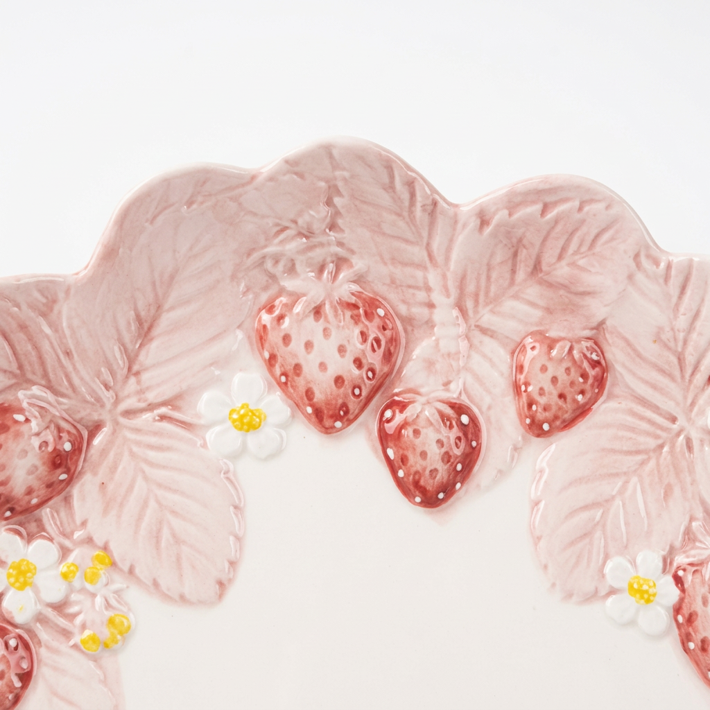 Luhpar Ceramic Plate with Pink Strawberry Design - 10 Inch
