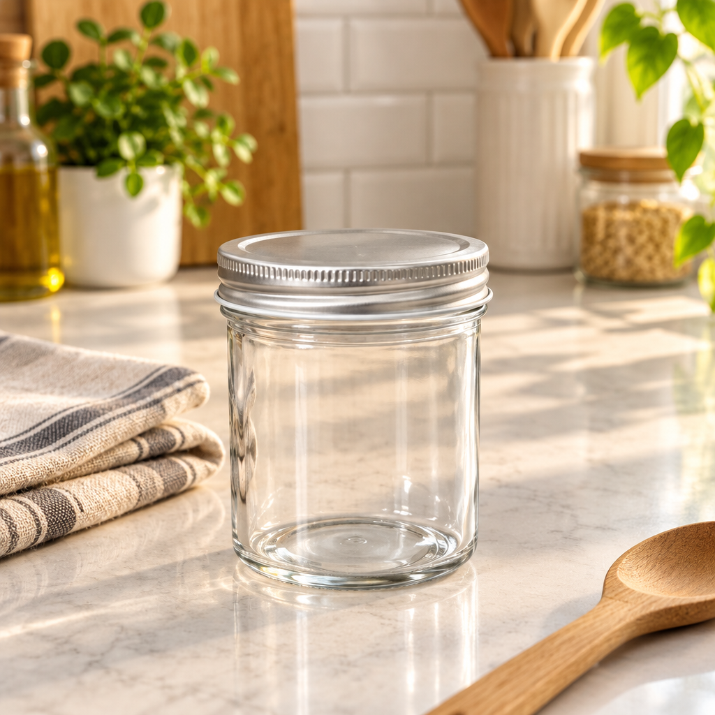 Beyti Glass Jar with Silver Lid - 330ml
