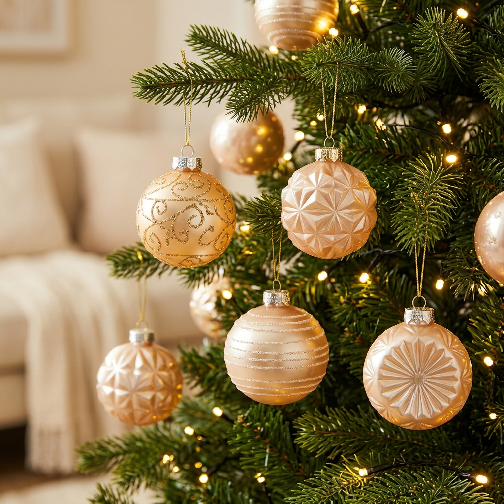Plastic Christmas Décor Balls 16-Piece Set Champagne gold - 6cm