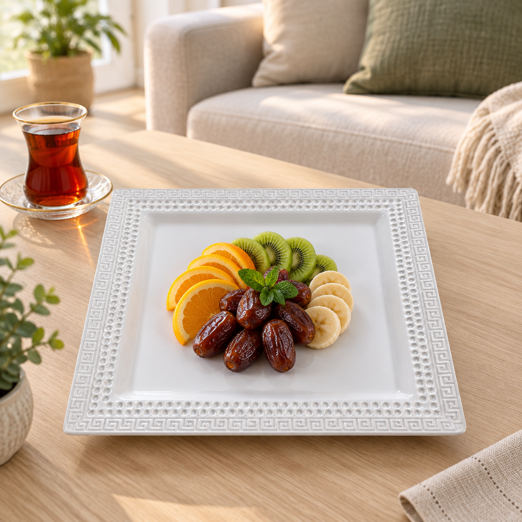 Harmony Square Serving Plate White - 30×30cm