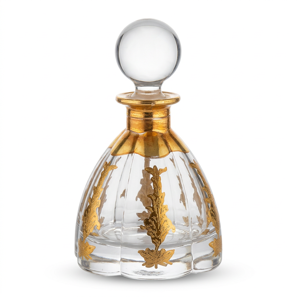 Decorative Glass Perfume Bottle with Gold Accents - 280ml