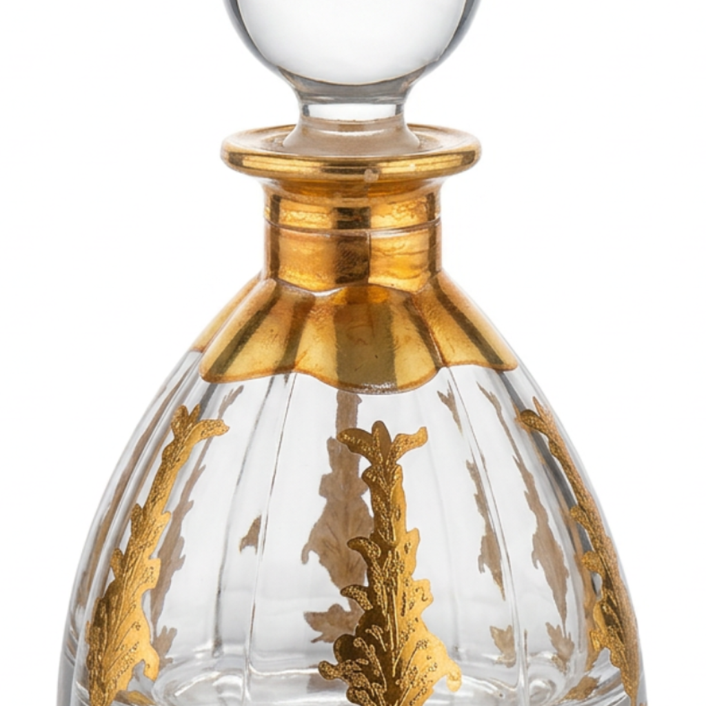 Decorative Glass Perfume Bottle with Gold Accents - 280ml