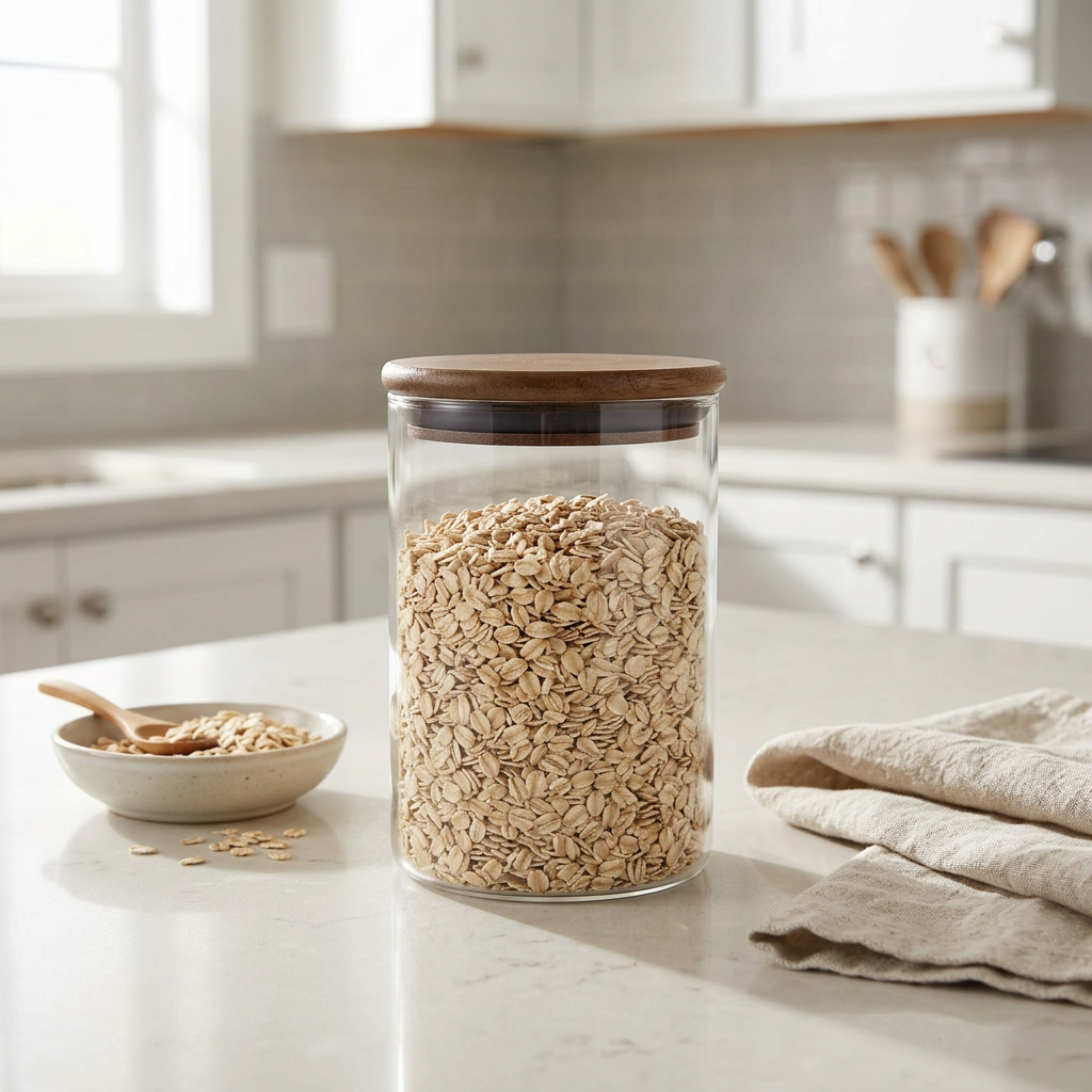 Neoflam Vintage Borosilicate Glass Storage Jar with Wooden Lid - 540ml
