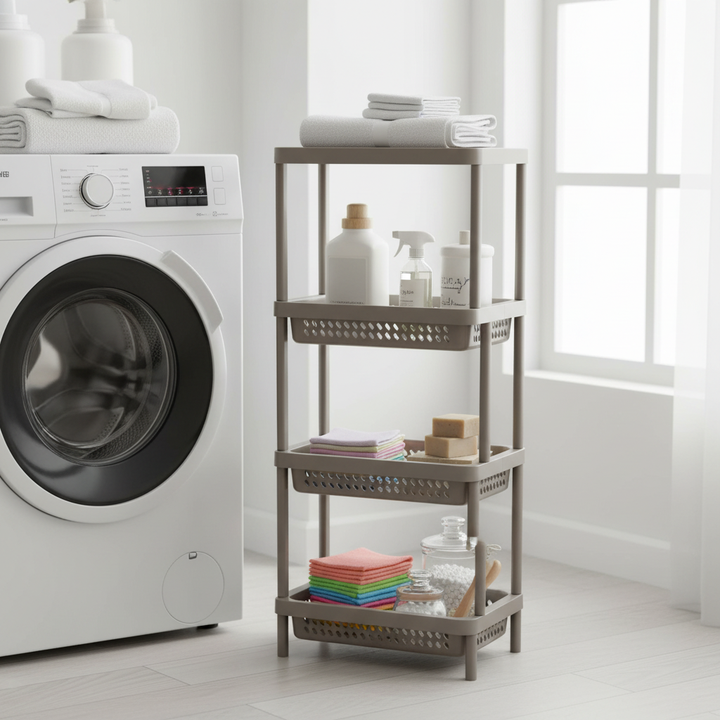 Plastic 3-Tier Storage Rack Taupe Grey - 80×32×22cm