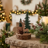 Wooden Christmas Deer & Tree Tabletop Decoration - 12cm
