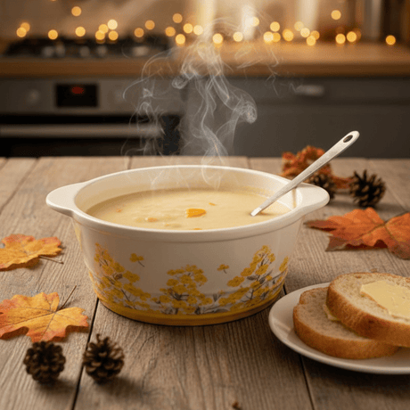 Decetime White Porcelain Soup Pot with Yellow Flower Design & Glass Lid | 850ml - Al Kabayel Discount CentreDecetime White Porcelain Soup Pot with Yellow Flower Design & Glass Lid | 850mlJars & Food SaversDECETIMEAl Kabayel Discount Centre