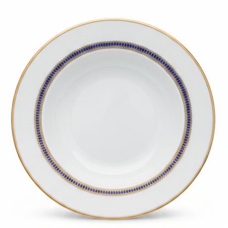 Decopor White Porcelain Soup Plate with Golden Rim & Cobalt Blue Design — 8.5 Inch - Al Kabayel Discount CentreDecopor White Porcelain Soup Plate with Golden Rim & Cobalt Blue Design — 8.5 InchBowlsDECOPORAl Kabayel Discount Centre