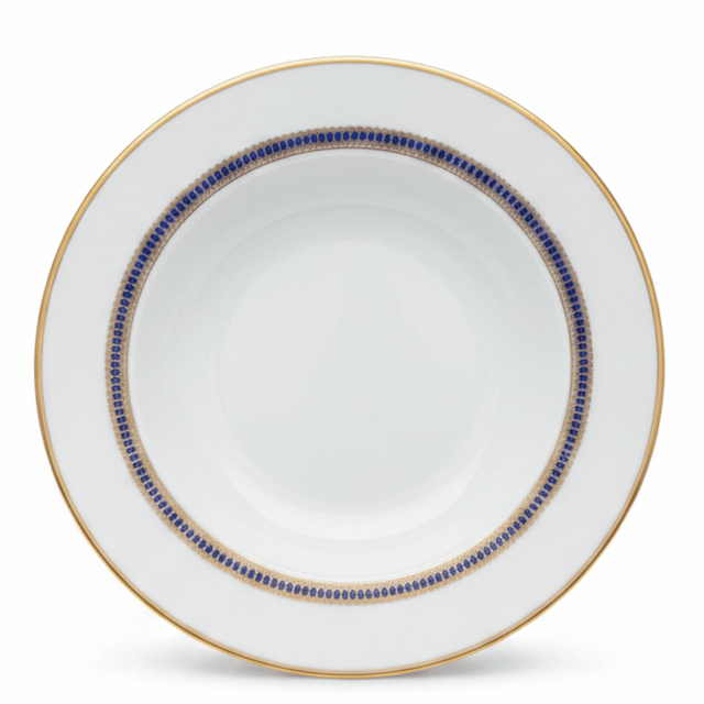 Decopor White Porcelain Soup Plate with Golden Rim & Cobalt Blue Design — 8.5 Inch - Al Kabayel Discount CentreDecopor White Porcelain Soup Plate with Golden Rim & Cobalt Blue Design — 8.5 InchBowlsDECOPORAl Kabayel Discount Centre