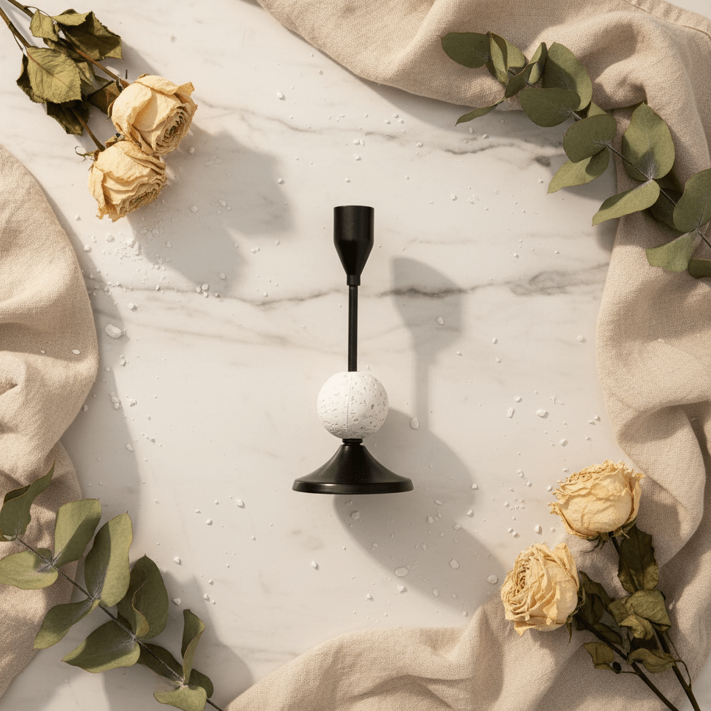 Decorative Black Metal Candle Holder with White Chalk Design for Home Décor – 17cm - Al Kabayel Discount CentreDecorative Black Metal Candle Holder with White Chalk Design for Home Décor – 17cmHome Décor AccentsAKDCAl Kabayel Discount Centre
