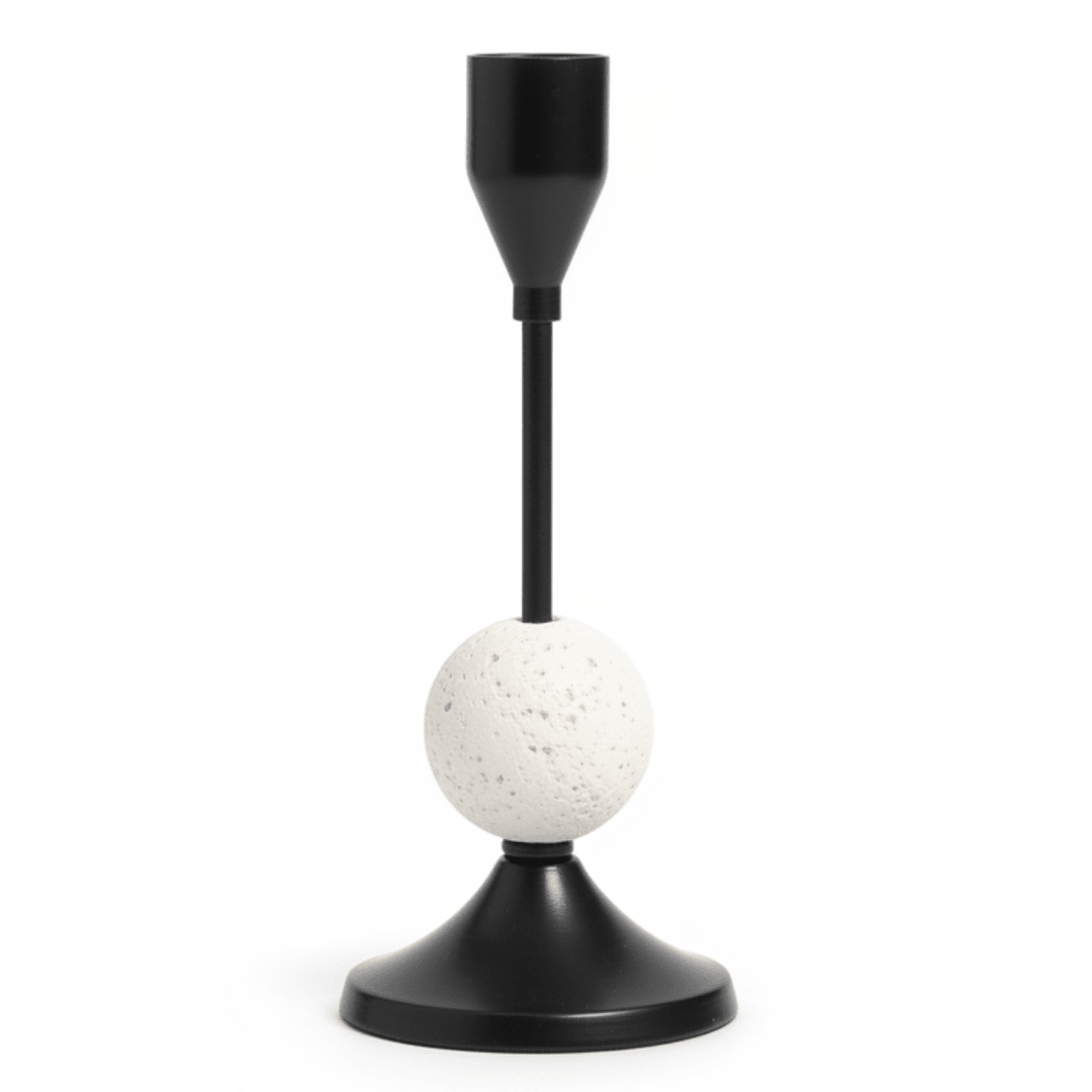 Decorative Black Metal Candle Holder with White Chalk Design for Home Décor – 17cm - Al Kabayel Discount CentreDecorative Black Metal Candle Holder with White Chalk Design for Home Décor – 17cmHome Décor AccentsAKDCAl Kabayel Discount Centre