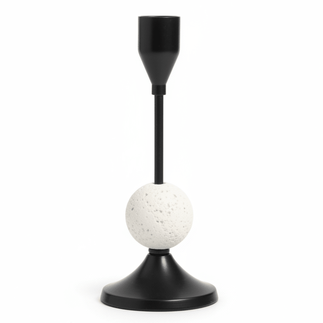 Decorative Black Metal Candle Holder with White Chalk Design for Home Décor – 17cm - Al Kabayel Discount CentreDecorative Black Metal Candle Holder with White Chalk Design for Home Décor – 17cmHome Décor AccentsAKDCAl Kabayel Discount Centre