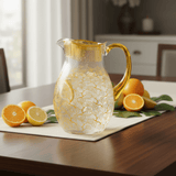 Decorative Clear Acrylic Beverage Jug with Yellow Leaf Print Artwork – 20 cm - Al Kabayel Discount CentreDecorative Clear Acrylic Beverage Jug with Yellow Leaf Print Artwork – 20 cmJugsAKDCAl Kabayel Discount Centre