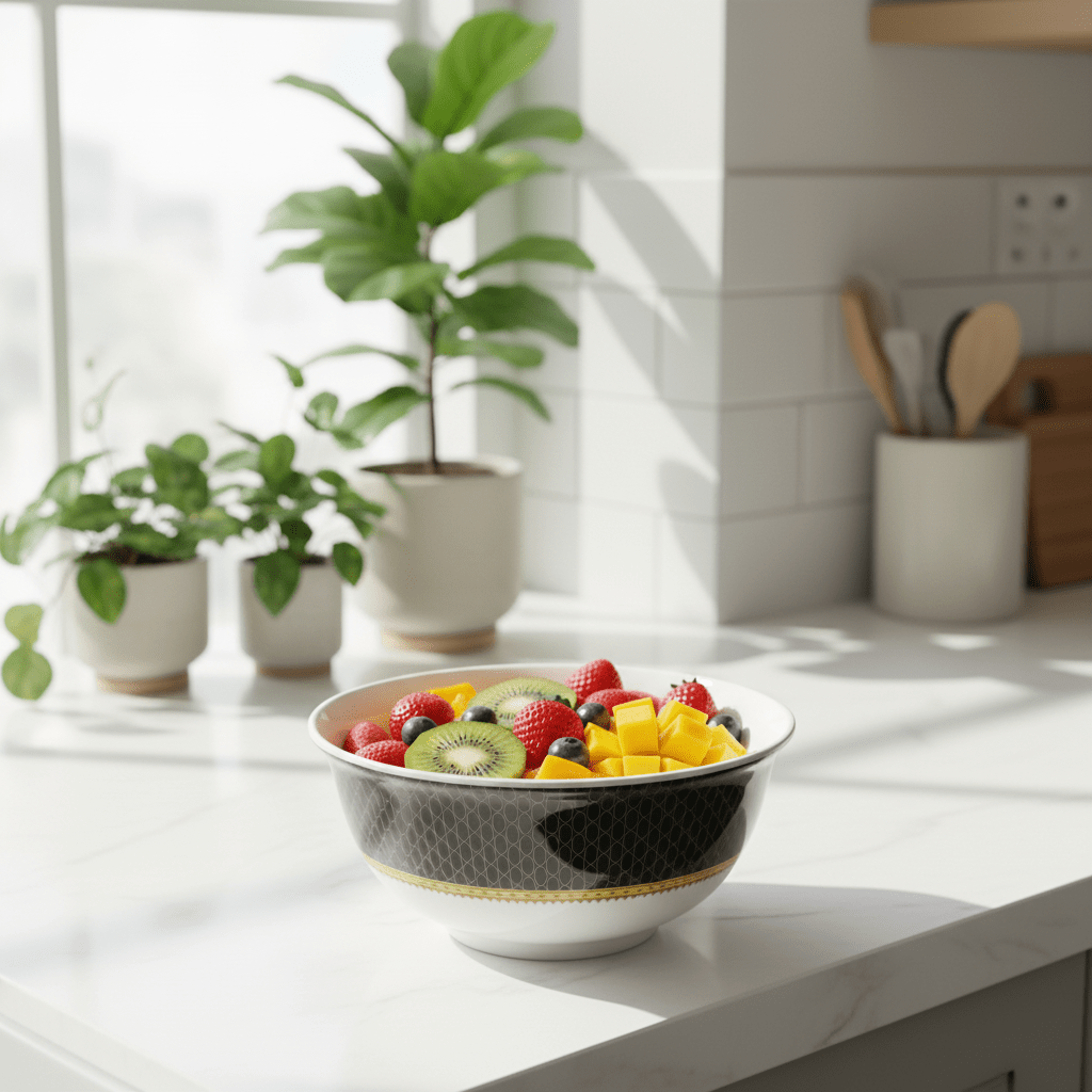 Delcasa Melamine Serving Bowl | Black & White Geometric Design | 7-Inch | - Al Kabayel Discount CentreDelcasa Melamine Serving Bowl | Black & White Geometric Design | 7-Inch |BowlsDELCASAAl Kabayel Discount Centre
