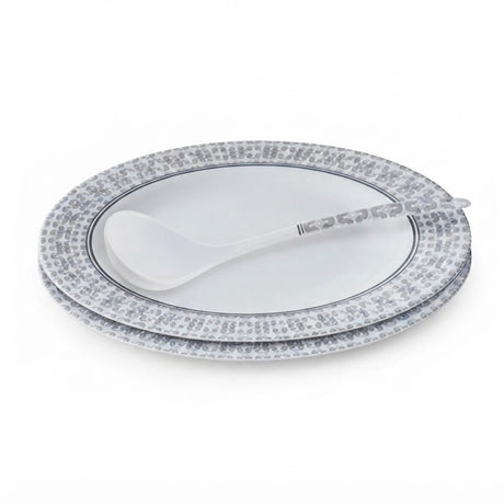 Delcasa Silver Lace Melamineware Dinner Set – 35 Pcs (DC3880) - Al Kabayel Discount CentreDelcasa Silver Lace Melamineware Dinner Set – 35 Pcs (DC3880)Dinnerware SetsDELCASAAl Kabayel Discount Centre