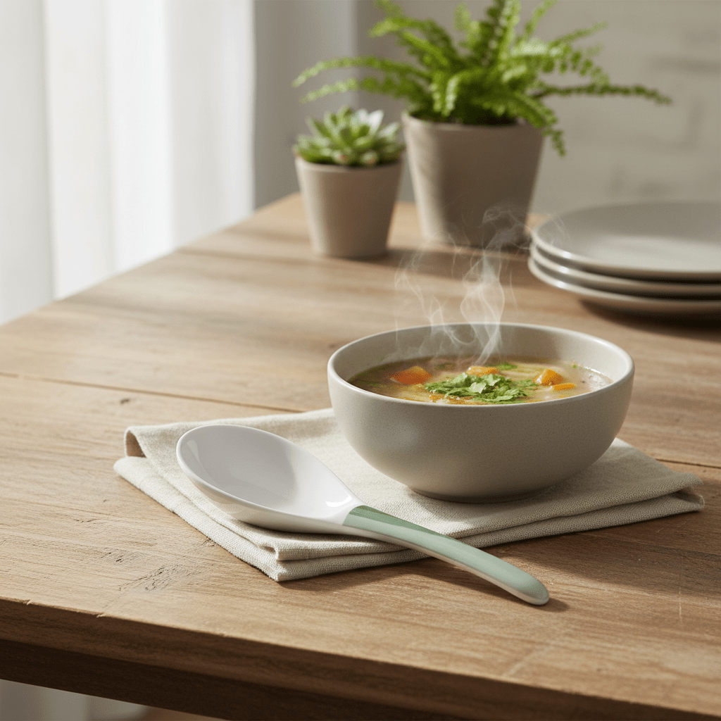 Delcasa White Melamine Serving Spoon with Green Shade Design, Strong & Heat - Resistant Serving Utensil – 20 cm - Al Kabayel Discount CentreDelcasa White Melamine Serving Spoon with Green Shade Design, Strong & Heat - Resistant Serving Utensil – 20 cmSpatulas And SpoonsDELCASAAl Kabayel Discount Centre