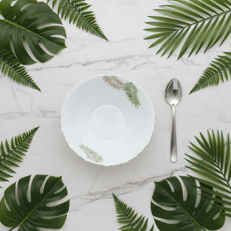 Delcasa White Opalware Serving Bowl with Leaf Design - 7 Inch - Al Kabayel Discount CentreDelcasa White Opalware Serving Bowl with Leaf Design - 7 InchBowlsDELCASAAl Kabayel Discount Centre