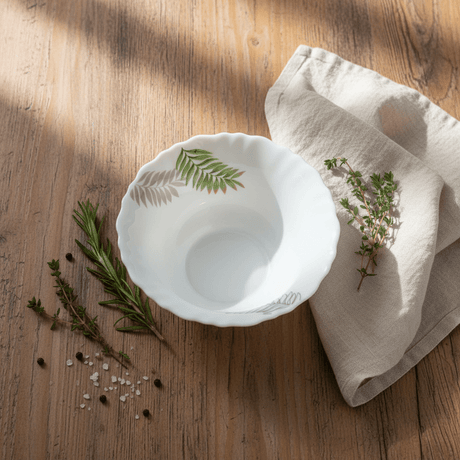 Delcasa White Opalware Soup Plate with Leaf Design - 5.5 Inch - Al Kabayel Discount CentreDelcasa White Opalware Soup Plate with Leaf Design - 5.5 InchPlatesDELCASAAl Kabayel Discount Centre