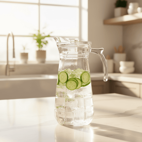 Deli Contemporary Glass Water Jug with Durable Acrylic Lid – Everyday Hydration Pitcher (1.7 L) - Al Kabayel Discount CentreDeli Contemporary Glass Water Jug with Durable Acrylic Lid – Everyday Hydration Pitcher (1.7 L)JugsDELIAl Kabayel Discount Centre