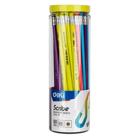 Deli Graphite Pencil Hb Hexagonal Barrel Yellow, Green, Blue, Orange With Eraser Tube 50Pcs - Al Kabayel Discount CentreDeli Graphite Pencil Hb Hexagonal Barrel Yellow, Green, Blue, Orange With Eraser Tube 50PcsPens, Pencils & MarkersDELIAl Kabayel Discount Centre