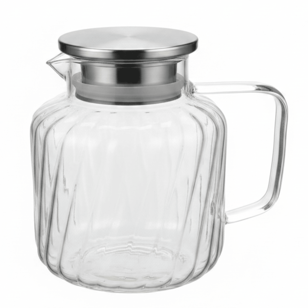Deli Refined Glass Water Jug with Metallic Silver Lid – Stylish Serving Carafe (1.65 L) - Al Kabayel Discount CentreDeli Refined Glass Water Jug with Metallic Silver Lid – Stylish Serving Carafe (1.65 L)JugsDELIAl Kabayel Discount Centre