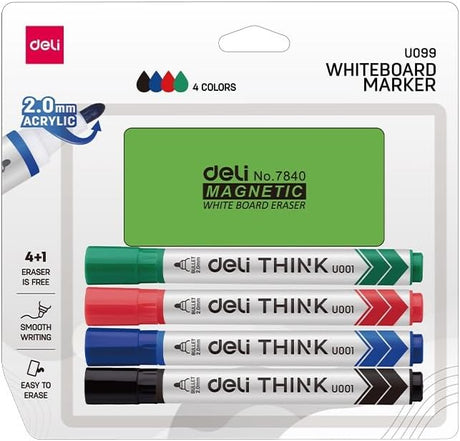 Deli Whiteboard Marker and Eraser Set, Bullet Tip 2.0MM - 5Piece Set - Al Kabayel Discount CentreDeli Whiteboard Marker and Eraser Set, Bullet Tip 2.0MM - 5Piece SetPens, Pencils & MarkersDELIAl Kabayel Discount Centre