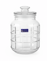 Delisoga Airtight Glass Storage Jar with Grid Emboss Design & Glass Lid — 2200ml - Al Kabayel Discount CentreDelisoga Airtight Glass Storage Jar with Grid Emboss Design & Glass Lid — 2200mlJars & Food SaversDELISOGAAl Kabayel Discount Centre