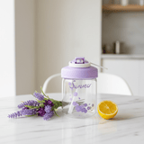 Delsoga Clear Glass Bottle with Straw & Purple Lid for Cold Drinks – 400 ml - Al Kabayel Discount CentreDelsoga Clear Glass Bottle with Straw & Purple Lid for Cold Drinks – 400 mlWater BottlesDELSOGAAl Kabayel Discount Centre