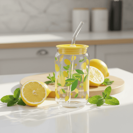 Delsoga Elegant Glass Cup with Straw & Yellow Cap for Juice & Smoothies – 540 ml - Al Kabayel Discount CentreDelsoga Elegant Glass Cup with Straw & Yellow Cap for Juice & Smoothies – 540 mlWater BottlesDELSOGAAl Kabayel Discount Centre