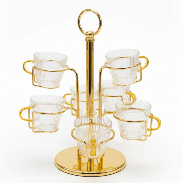 Deluxe Gold Metal Glass Cup Holder Set (6 Pieces) 30 cm Elegant Storage Rack for Cups & Glasses - Al Kabayel Discount CentreDeluxe Gold Metal Glass Cup Holder Set (6 Pieces) 30 cm Elegant Storage Rack for Cups & GlassesOrganizers & AccessoriesDELUXEAl Kabayel Discount Centre