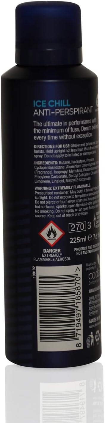 Denim Performance No Alcohol Long Lasting 24 Hour Fresh Anti - Persipirant with Fast Active ICE Chill Formula Body Deodorant Spray For Men - 225ML - Al Kabayel Discount CentreDenim Performance No Alcohol Long Lasting 24 Hour Fresh Anti - Persipirant with Fast Active ICE Chill Formula Body Deodorant Spray For Men - 225MLFragrancesDENIMAl Kabayel Discount Centre