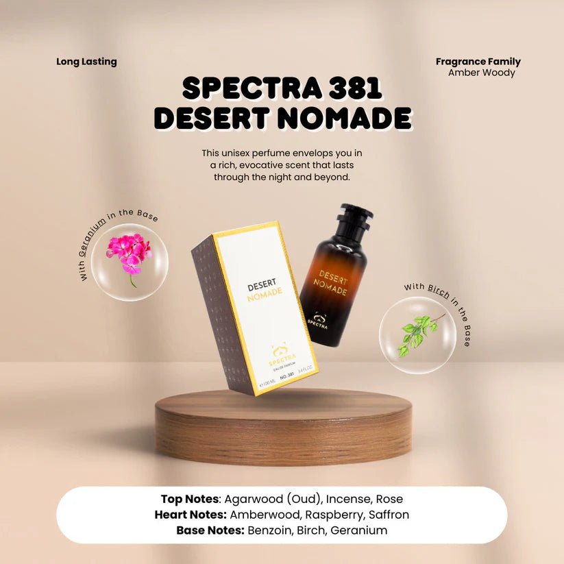 Desert Nomade Spectra EDP Unisex Perfume â€“ 100ml - Al Kabayel Discount CentreDesert Nomade Spectra EDP Unisex Perfume â€“ 100mlFragrancesSPECTRAAl Kabayel Discount Centre