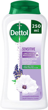 Dettol Sensitive Shower Gel & Body Wash, Lavender & White Musk Scent, 250ml - Al Kabayel Discount CentreDettol Sensitive Shower Gel & Body Wash, Lavender & White Musk Scent, 250mlBodywashDETTOLAl Kabayel Discount Centre